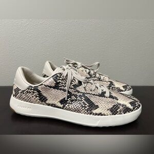 Cole Haan Grandpro Tennis Snake Print Lace Up Womens Beige Sneakers Shoe sz 9B